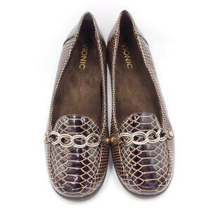 Vionic Brown Snake Print Loafers